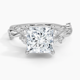 Azalea Twist Diamond Engagement Ring with a Princess cut diamond in white gold — top view