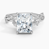 Azalea Twist Diamond Engagement Ring with a Radiant cut diamond in white gold — top view