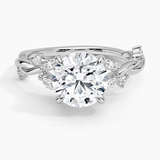 Azalea Twist Diamond Engagement Ring with a Round cut diamond in white gold — top view
