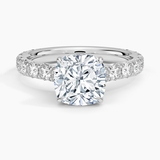 Anthology Three-Quarter Coverage Diamond Engagement Ring with a Cushion cut diamond in white gold — top view