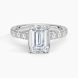 Anthology Three-Quarter Coverage Diamond Engagement Ring with a Emerald cut diamond in white gold — top view