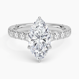 Anthology Three-Quarter Coverage Diamond Engagement Ring with a Marquise cut diamond in white gold — top view