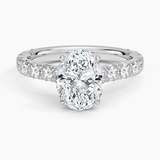 Anthology Three-Quarter Coverage Diamond Engagement Ring with a Oval cut diamond in white gold — top view