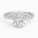 Anthology Three-Quarter Coverage Diamond Engagement Ring with a Pear cut diamond in white gold — top view