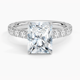 Anthology Three-Quarter Coverage Diamond Engagement Ring with a Radiant cut diamond in white gold — top view