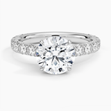 Anthology Three-Quarter Coverage Diamond Engagement Ring with a Round cut diamond in white gold — top view