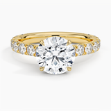 Anthology Three-Quarter Coverage Diamond Engagement Ring with a Round cut diamond in yellow gold — top view