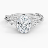 Secret Garden Diamond Engagement Ring with a Oval cut diamond in white gold — top view