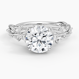Secret Garden Diamond Engagement Ring with a Round cut diamond in white gold — top view