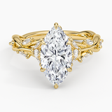Secret Garden Diamond Engagement Ring with a Marquise cut diamond in yellow gold — top view