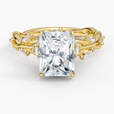 Secret Garden Diamond Engagement Ring with a Radiant cut diamond in yellow gold — top view