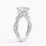 Luxe Secret Garden Diamond Engagement Ring with a Round cut diamond in white gold — side view