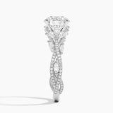 Luxe Secret Garden Diamond Engagement Ring with a Round cut diamond in white gold — profile view