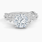 Luxe Secret Garden Diamond Engagement Ring with a Cushion cut diamond in white gold — top view