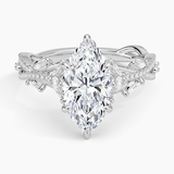 Luxe Secret Garden Diamond Engagement Ring with a Marquise cut diamond in white gold — top view