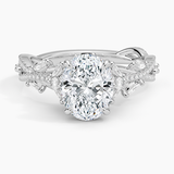Luxe Secret Garden Diamond Engagement Ring with a Oval cut diamond in white gold — top view