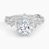 Luxe Secret Garden Diamond Engagement Ring with a Pear cut diamond in white gold — top view