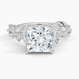 Luxe Secret Garden Diamond Engagement Ring with a Princess cut diamond in white gold — top view
