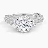 Luxe Secret Garden Diamond Engagement Ring with a Round cut diamond in white gold — top view
