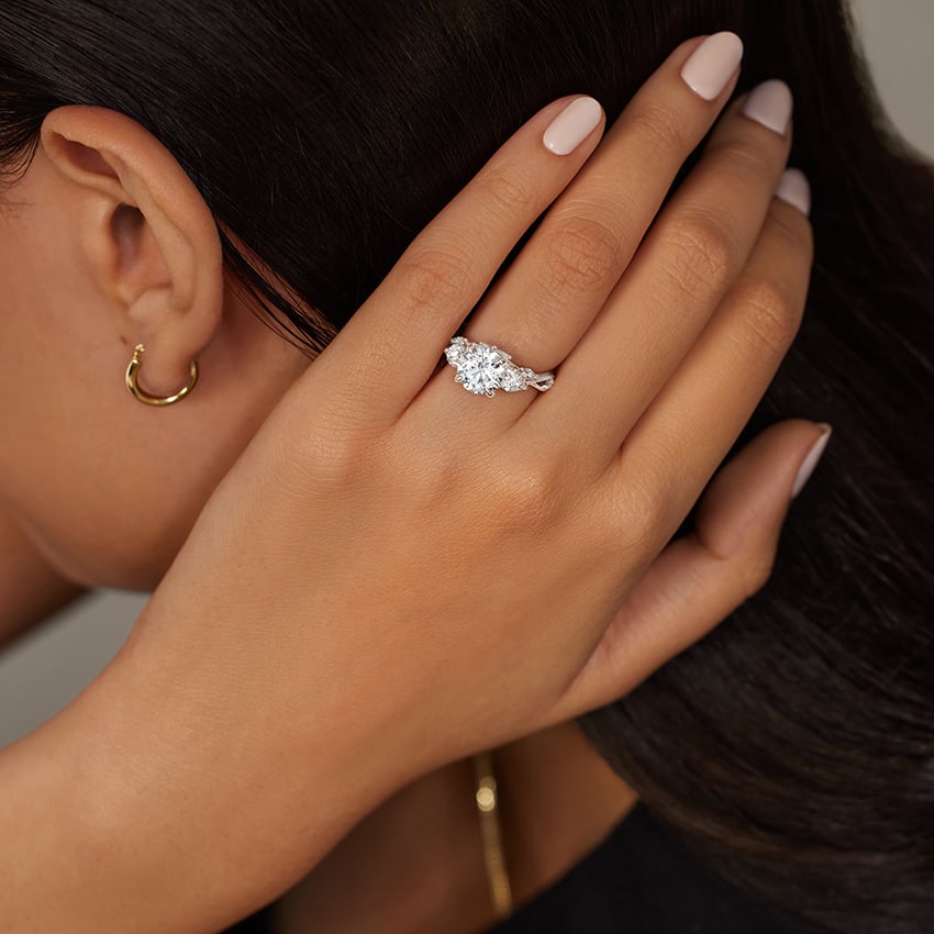 Secret Garden Three Stone Diamond Engagement Ring