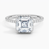 Gala Diamond Engagement Ring with a Asscher cut diamond in white gold — top view