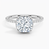 Gala Diamond Engagement Ring with a Cushion cut diamond in white gold — top view