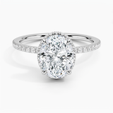 Gala Diamond Engagement Ring with a Oval cut diamond in white gold — top view