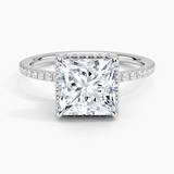 Gala Diamond Engagement Ring with a Princess cut diamond in white gold — top view