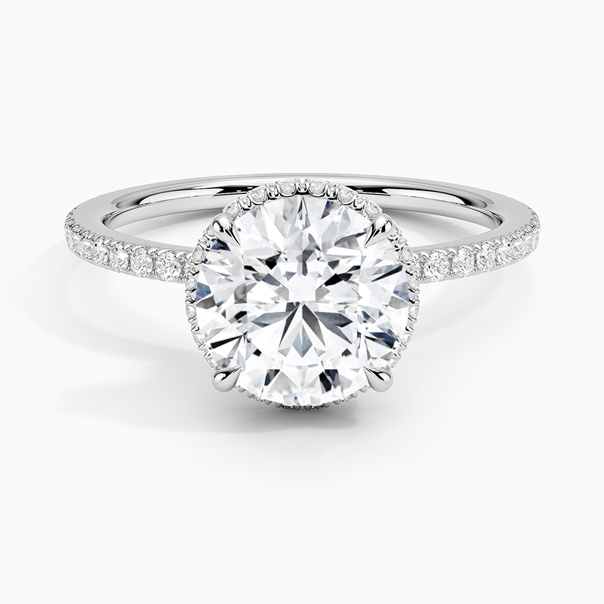 Gala Diamond Engagement Ring with a Round cut diamond in white gold — top view