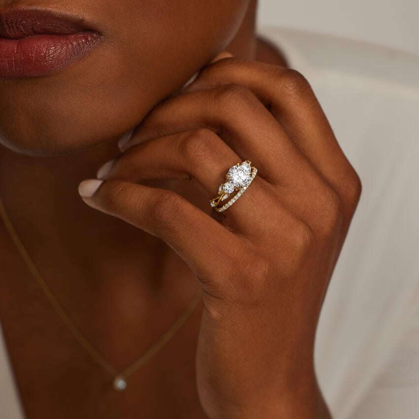 Secret Garden Three Stone Diamond Engagement Ring
