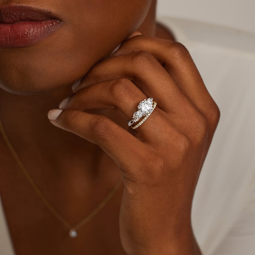 Secret Garden Three Stone Diamond Engagement Ring
