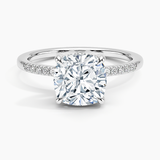 Viviana One-Quarter Coverage Diamond Engagement Ring with a Cushion cut diamond in white gold — top view