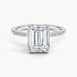 Viviana One-Quarter Coverage Diamond Engagement Ring with a Emerald cut diamond in white gold — top view