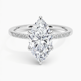 Viviana One-Quarter Coverage Diamond Engagement Ring with a Marquise cut diamond in white gold — top view