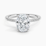 Viviana One-Quarter Coverage Diamond Engagement Ring with a Oval cut diamond in white gold — top view