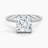 Viviana One-Quarter Coverage Diamond Engagement Ring with a Princess cut diamond in white gold — top view
