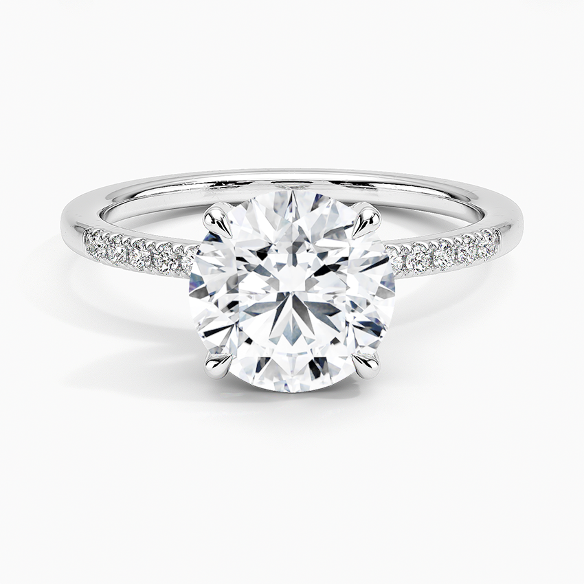 Viviana One-Quarter Coverage Diamond Engagement Ring with a Round cut diamond in white gold — top view