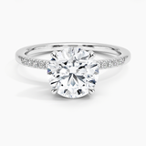 Viviana One-Quarter Coverage Diamond Engagement Ring with a Round cut diamond in white gold — top view