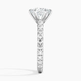 Sienna Three-Quarter Coverage Diamond Engagement Ring with a Round cut diamond in white gold — profile view