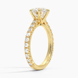 Sienna Three-Quarter Coverage Diamond Engagement Ring with a Round cut diamond in yellow gold — side view