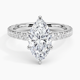 Sienna Three-Quarter Coverage Diamond Engagement Ring with a Marquise cut diamond in white gold — top view