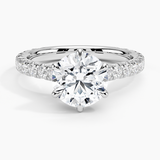 Sienna Three-Quarter Coverage Diamond Engagement Ring with a Round cut diamond in white gold — top view