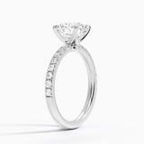 Amelie Half-Coverage Diamond Engagement Ring with a Round cut diamond in white gold — side view