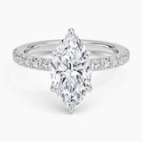 Amelie Half-Coverage Diamond Engagement Ring with a Marquise cut diamond in white gold — top view