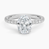 Amelie Half-Coverage Diamond Engagement Ring with a Oval cut diamond in white gold — top view