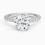 Amelie Half-Coverage Diamond Engagement Ring with a Round cut diamond in white gold — top view