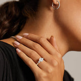 Amelie Three Stone Diamond Engagement Ring in yellow gold