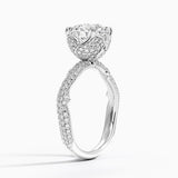 Rose Thorn Diamond Engagement Ring with a Round cut diamond in white gold — side view