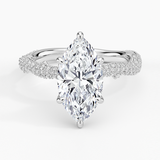 Rose Thorn Diamond Engagement Ring with a Marquise cut diamond in white gold — top view