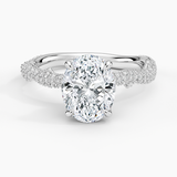 Rose Thorn Diamond Engagement Ring with a Oval cut diamond in white gold — top view